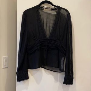 Zara black sheer open blouse